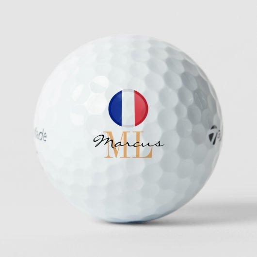Balles De Golf Drapeau Français Monogramme & Boules de Golf Franc (Recto)