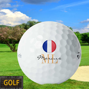 Balles De Golf Drapeau Français Monogramme & Boules de Golf Franc
