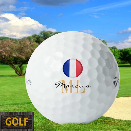 Balles De Golf Drapeau Français Monogramme & Boules de Golf Franc