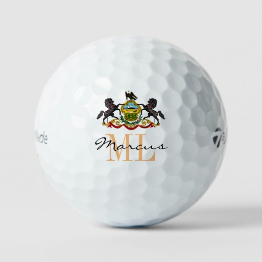 Balles De Golf Drapeau Monogramme Pennsylvanie & Pennsylvanie, Ét (Recto)