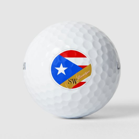 Balles De Golf Drapeau Porto Rico, Monogrammed Willson Ultra (Devant)