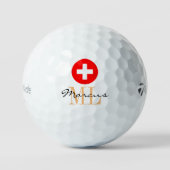 Balles De Golf Drapeau suisse monogrammé, Emblem & Suisse (Recto)
