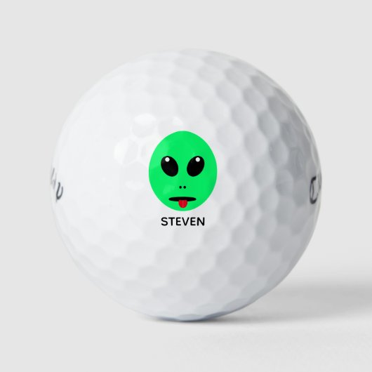 Balles De Golf Drôle Alien Visage Personnalisé Nom Mens (Devant)