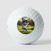 Balles De Golf Drôle Chat Golf Player, (Recto)