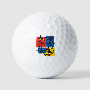 Balles De Golf Drôle de motif d'art abstrait Axolotl Piet Mondria