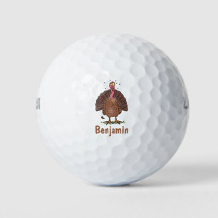 Balles De Golf Drôle dinde marron de la ferme avec des mouches de