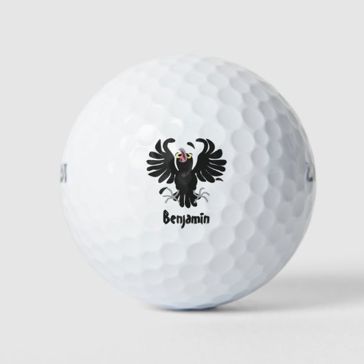 Balles De Golf Drôle fou corbeau dessin animé de corbeau de corne (Devant)
