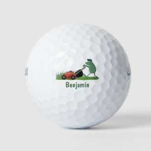 Balles De Golf Drôle grenouille verte tondre la pelouse dessin