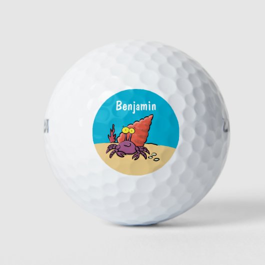 Balles De Golf Drôle mignon caricature pourpre crabe ermite (Devant)