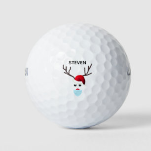Balles De Golf Drôle Noël Masque Visage Reindeer Personnalisé