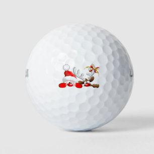 Balles De Golf Drôle Père Noël et Reindeer Cartoon Golf Balls