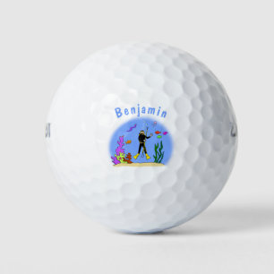Balles De Golf Drôle plongeur et poisson mer créatures dessin ani
