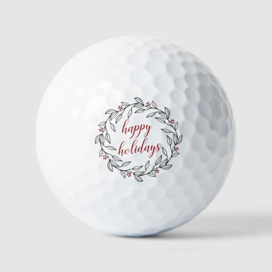 Balles De Golf Elégant Holly Wreath Joyeuses Vacances (Recto)