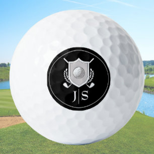 Balles De Golf Élégant Moderne Noir et Blanc Monogramme Élégant