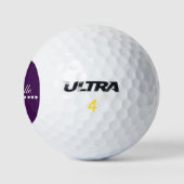 Balles De Golf Élégant Monogramme Coeurs blancs Eggplant pourpre (Logo)