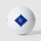 Balles De Golf Élégant Monogramme de diamant en marbre bleu royal (Devant)
