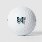 Balles De Golf Élégant Monogramme d'ombre à papillon bleu (Devant)