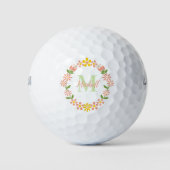 Balles De Golf Élégant Monogramme Floral (Devant)