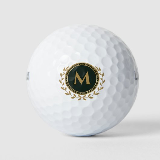 Balles De Golf Élégant Monogramme initial Gold Green (Devant)
