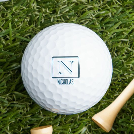 Balles De Golf Élégant Monogramme Initiale Bordure Bleu Marine