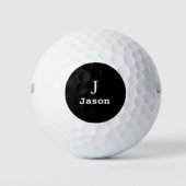 Balles De Golf Élégant Monogramme Nom initial Noir personnalisé (Devant)