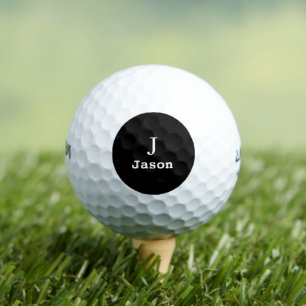 Balles De Golf Élégant Monogramme Nom initial Noir personnalisé