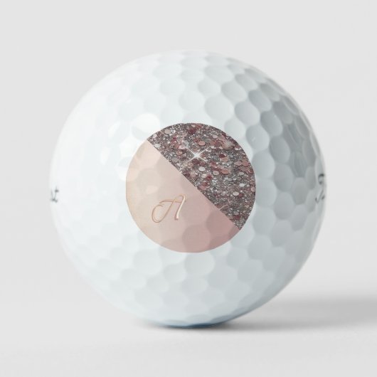 Balles De Golf Élégant Monogramme Or Rose (Recto)