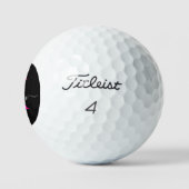 Balles De Golf Élégant Noir Hot Rose Script Monogramme (Logo)