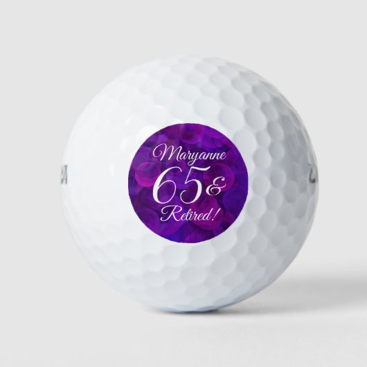 Balles De Golf Élégant Purple 65 & Retraité Party (Devant)