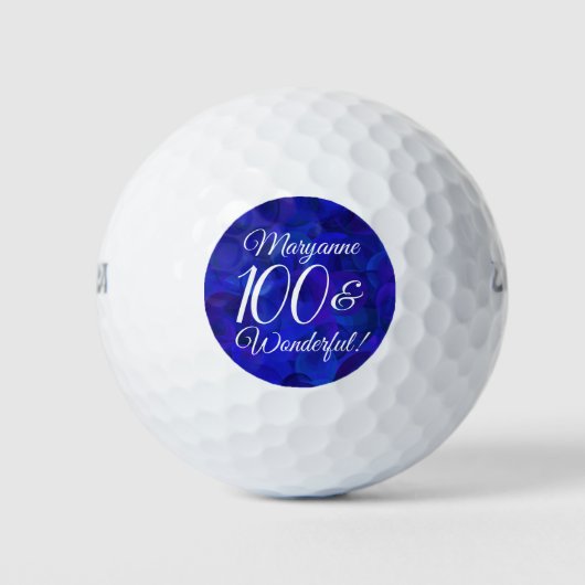 Balles De Golf Elégant Royal Blue 100 et merveilleux anniversaire (Devant)