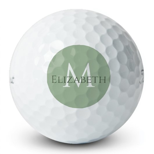 Balles De Golf Elegant Sage Green Classic Monogram Personalized 