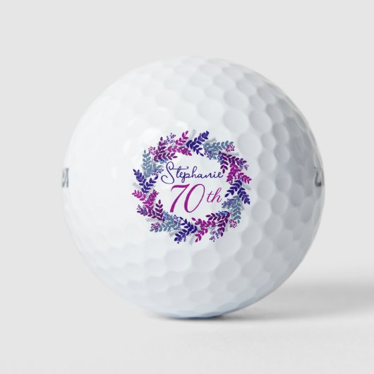 Balles De Golf Élégante couronne rose violet 70e anniversaire (Devant)