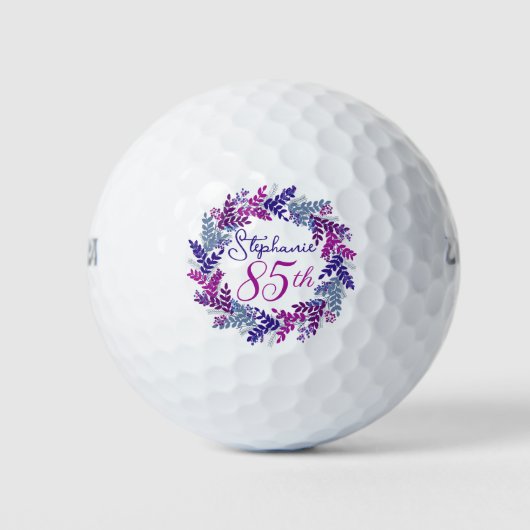 Balles De Golf Élégante couronne rose violet 85e anniversaire (Devant)