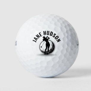 Balles De Golf Elégante femme Golfer Monogramme Design