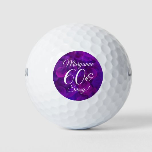 Balles De Golf Elégante Purple 60 & Sassy Anniversaire Party (Devant)