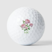 Balles De Golf Élégante rose Roses Monogrammes Dames (Recto)