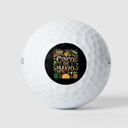 Balles De Golf Éléments de fête mignons de la fête Cinco De Mayo (Devant)
