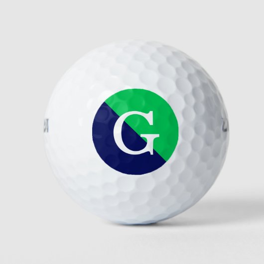 Balles De Golf Emerald Green Navy Blue 2 Tone Diag Init Monogramm (Devant)