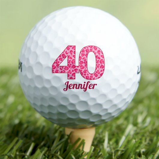 Balles De Golf Empreinte de léopard rose 40e anniversaire Golfer