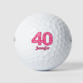 Balles De Golf Empreinte de léopard rose 40e anniversaire Golfer (Devant)