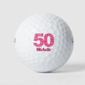 Balles De Golf Empreinte de léopard rose 50e anniversaire Golfer  (Devant)