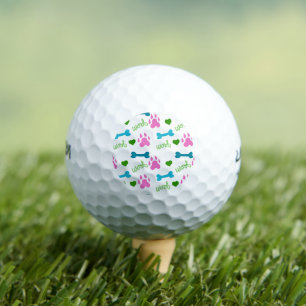 Balles De Golf Empreinte de patte de chien Bone Woof Motif rose