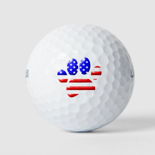 Balles De Golf Empreinte de patte de chien Drapeau américain (Devant)