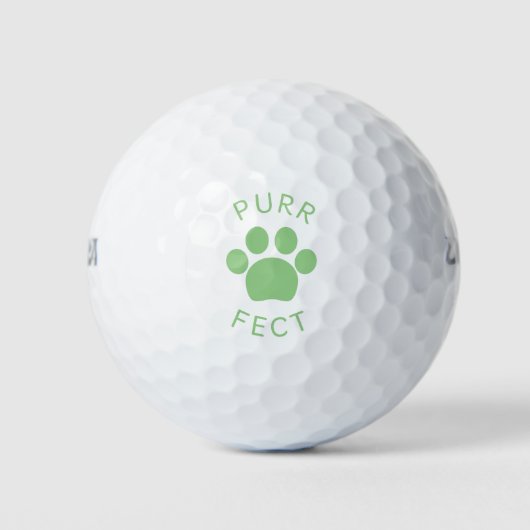 Balles De Golf Empreinte de patte Pur Vert Parfait Chat (Devant)