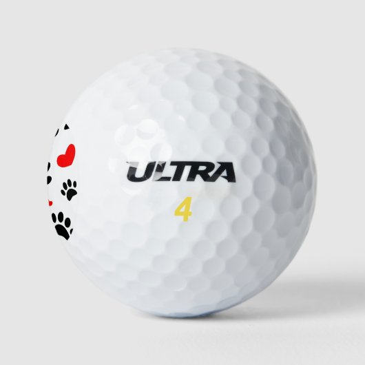 Balles De Golf Empreintes de pattes De Chiens Random Et Coeurs Ro (Logo)