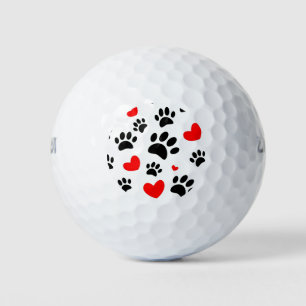 Balles De Golf Empreintes de pattes De Chiens Random Et Coeurs Ro