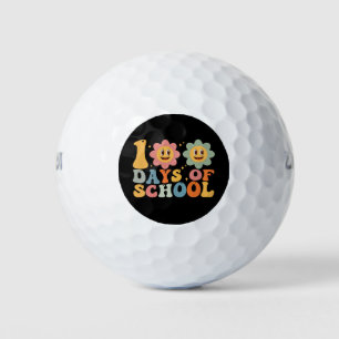Balles De Golf Enseignant Enfants Rétro Groovy 100 Jours D'école