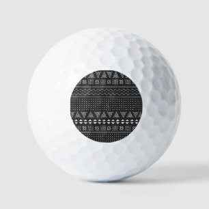 Balles De Golf Ethnie tribale : motif noir blanc.