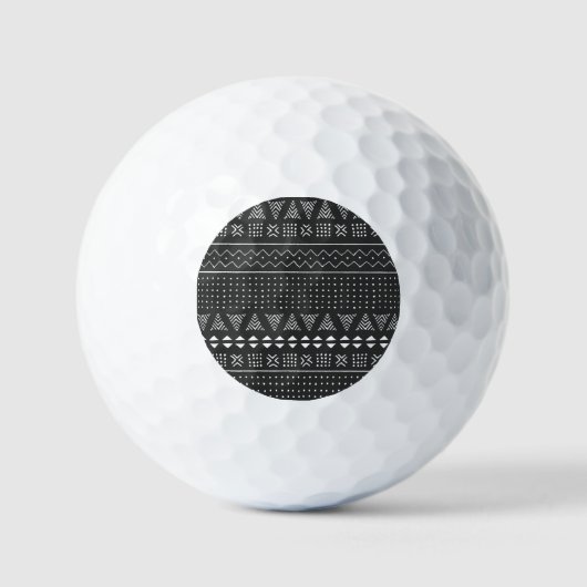 Balles De Golf Ethnie tribale : motif noir blanc. (Recto)