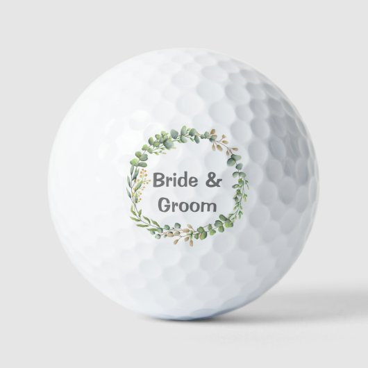 Balles De Golf Eucalyptus feuille fleurie mariée et marié mariage (Recto)